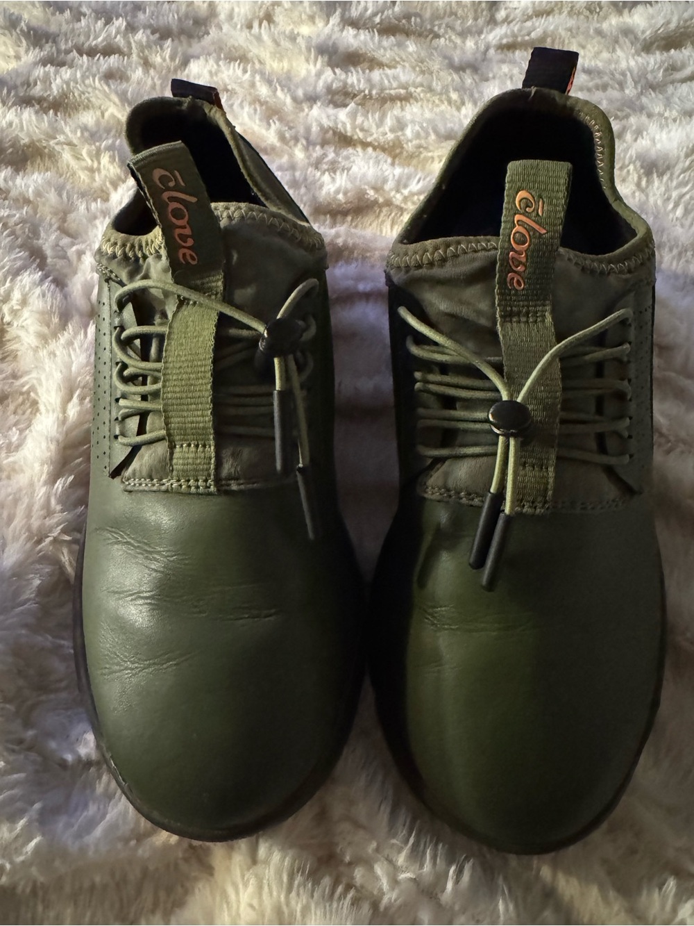 Clove Olive Green unisex Slip-On Sneakers with Toggle Laces